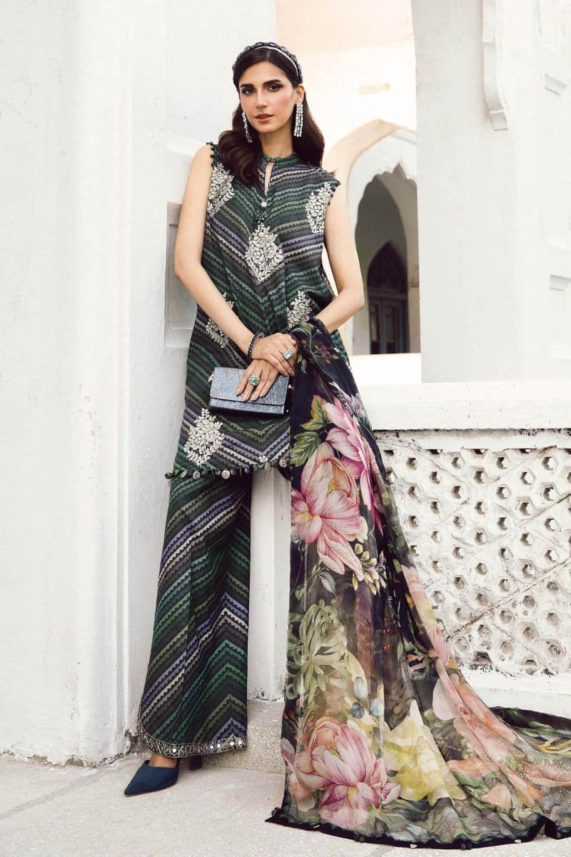 3 Piece Unstitched Embroidered Cambric Suit | MPT-2705-A thumbnail