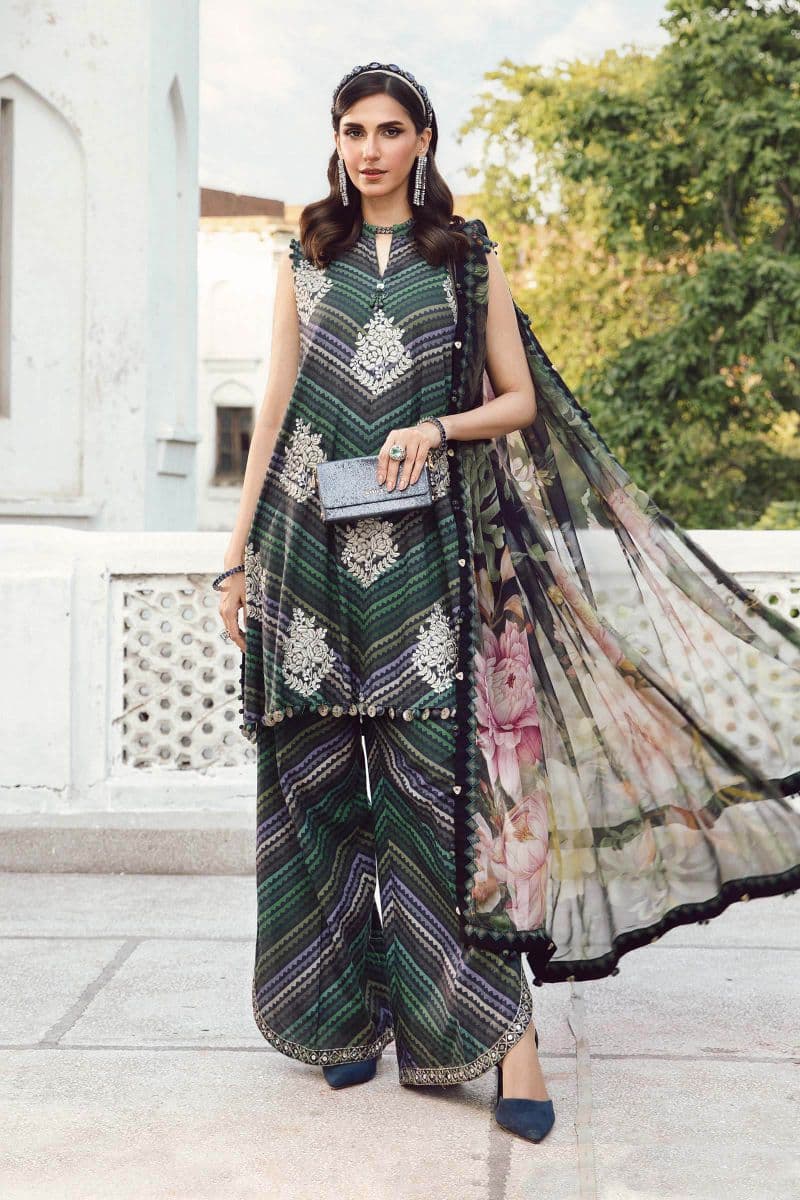 3 Piece Unstitched Embroidered Cambric Suit | MPT-2705-A thumbnail