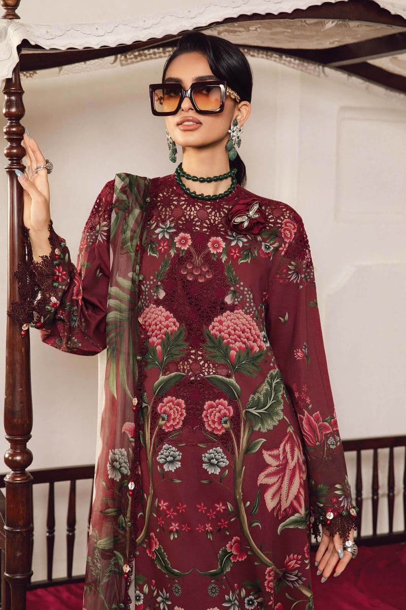 3 Piece Unstitched Embroidered Cambric Suit | MPT-2709-A thumbnail
