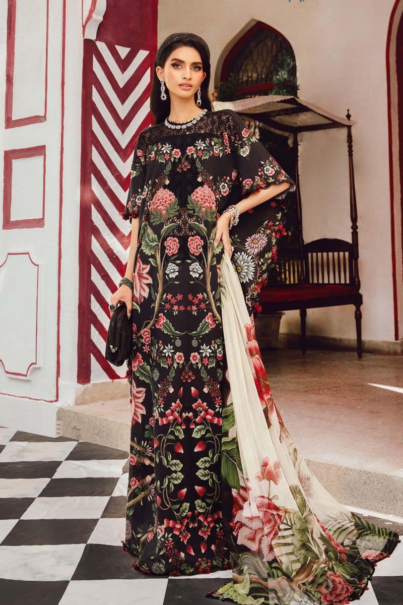 3 Piece Unstitched Embroidered Cambric Suit | MPT-2709-B