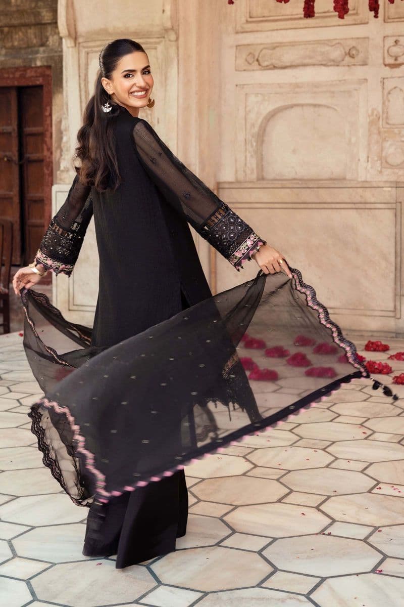 3 Pc Unstitched Embroidered Silk Cotton Net Suit thumbnail