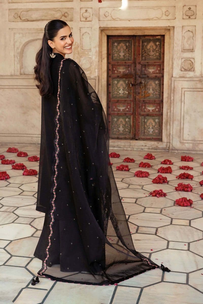 3 Pc Unstitched Embroidered Silk Cotton Net Suit thumbnail