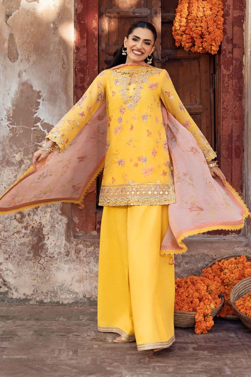 3 Pc Unstitched Embroidered Silk Cotton Net Suit thumbnail