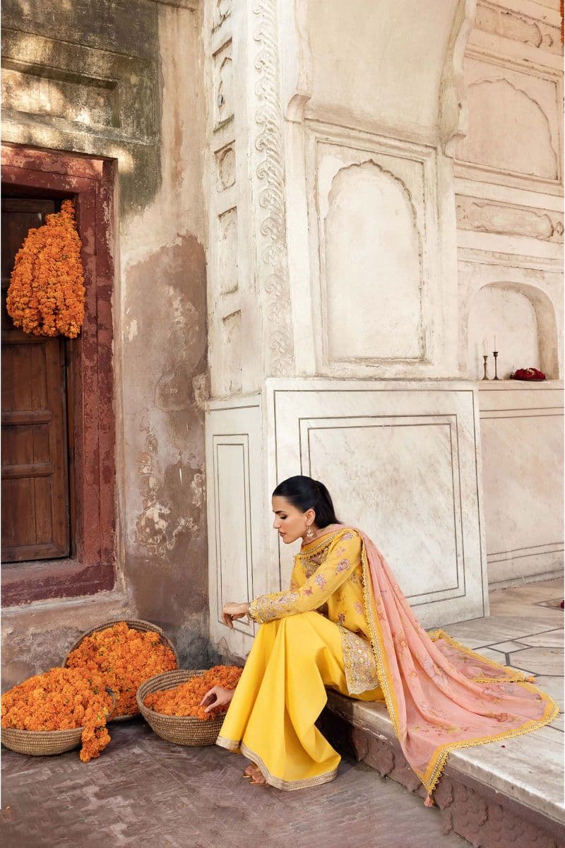 3 Pc Unstitched Embroidered Silk Cotton Net Suit thumbnail