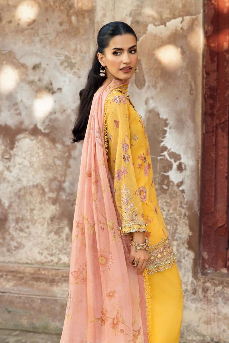 3 Pc Unstitched Embroidered Silk Cotton Net Suit thumbnail