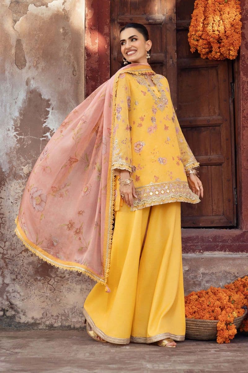 3 Pc Unstitched Embroidered Silk Cotton Net Suit thumbnail