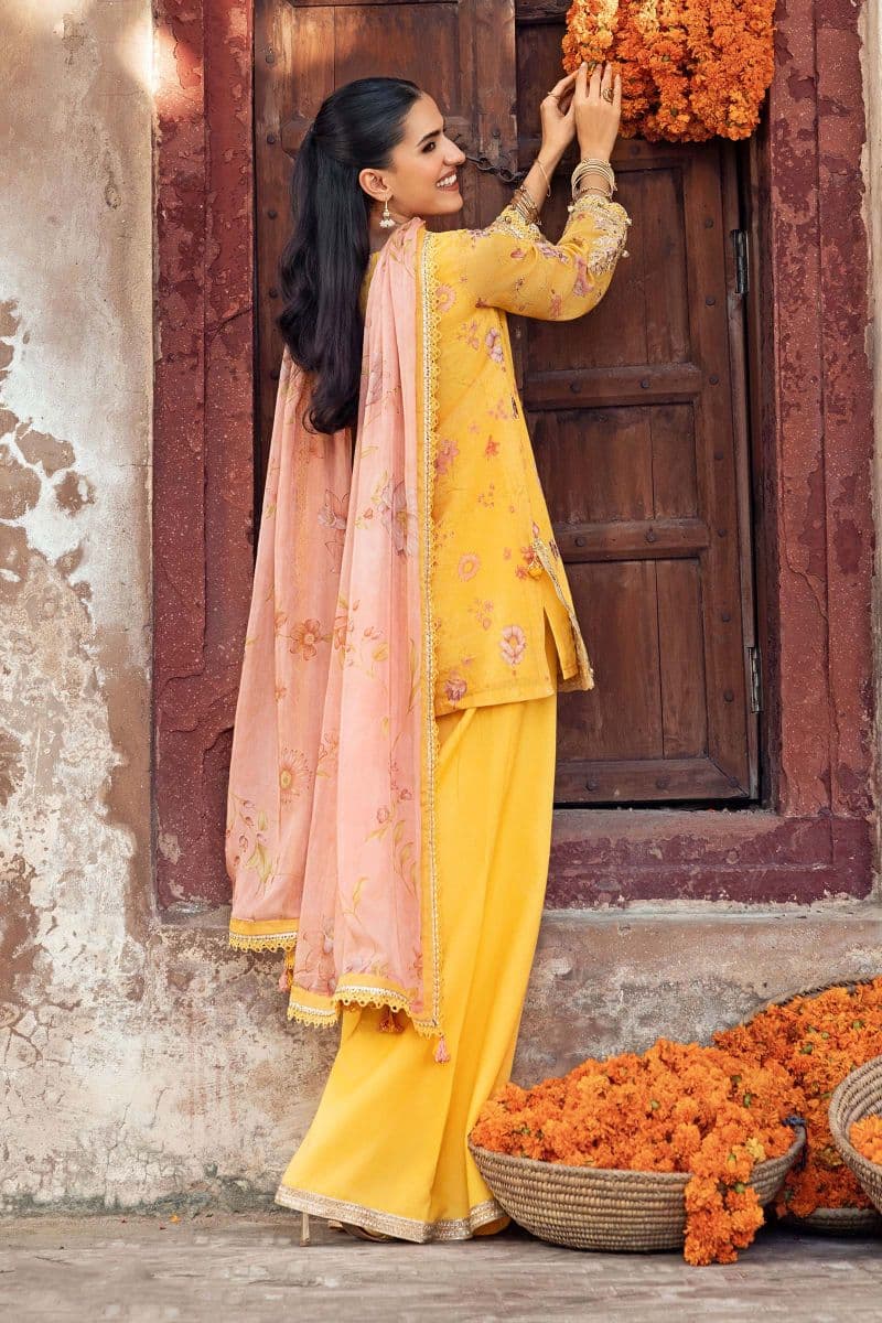 3 Pc Unstitched Embroidered Silk Cotton Net Suit thumbnail