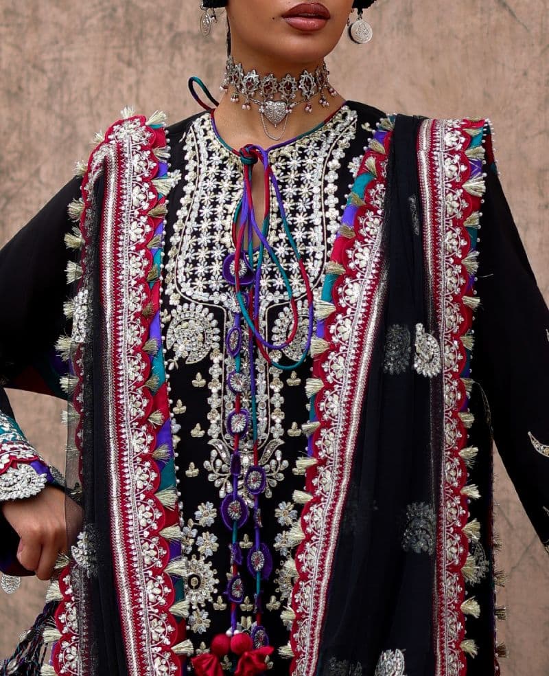 Embroidered Raw Silk 1 Piece Unstitched Suit thumbnail