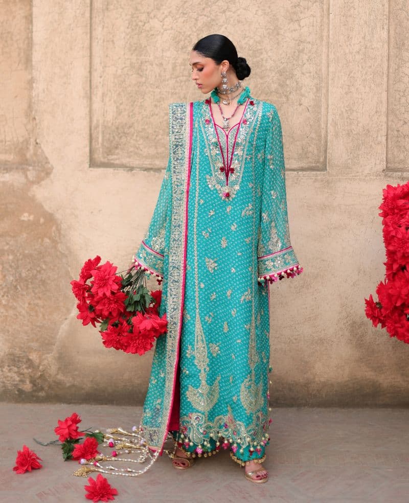 Embroidered Raw Silk 2 Piece Unstitched Suit