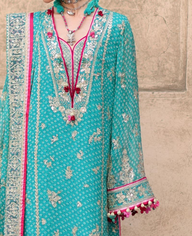 Embroidered Raw Silk 2 Piece Unstitched Suit