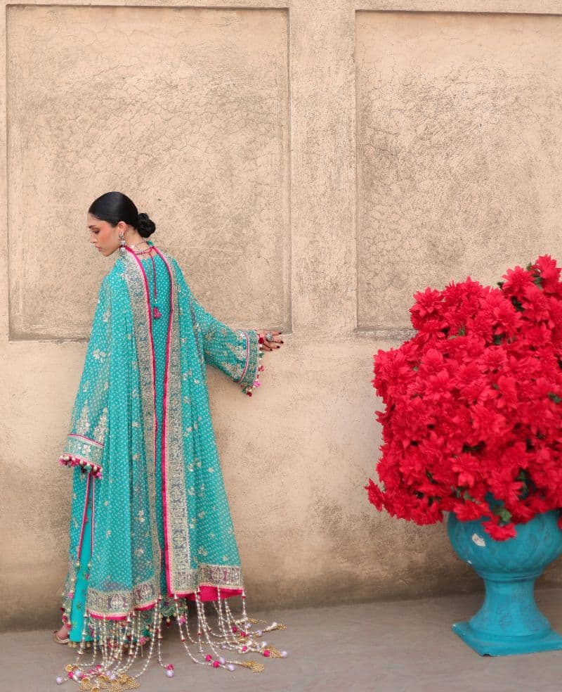 Embroidered Raw Silk 2 Piece Unstitched Suit