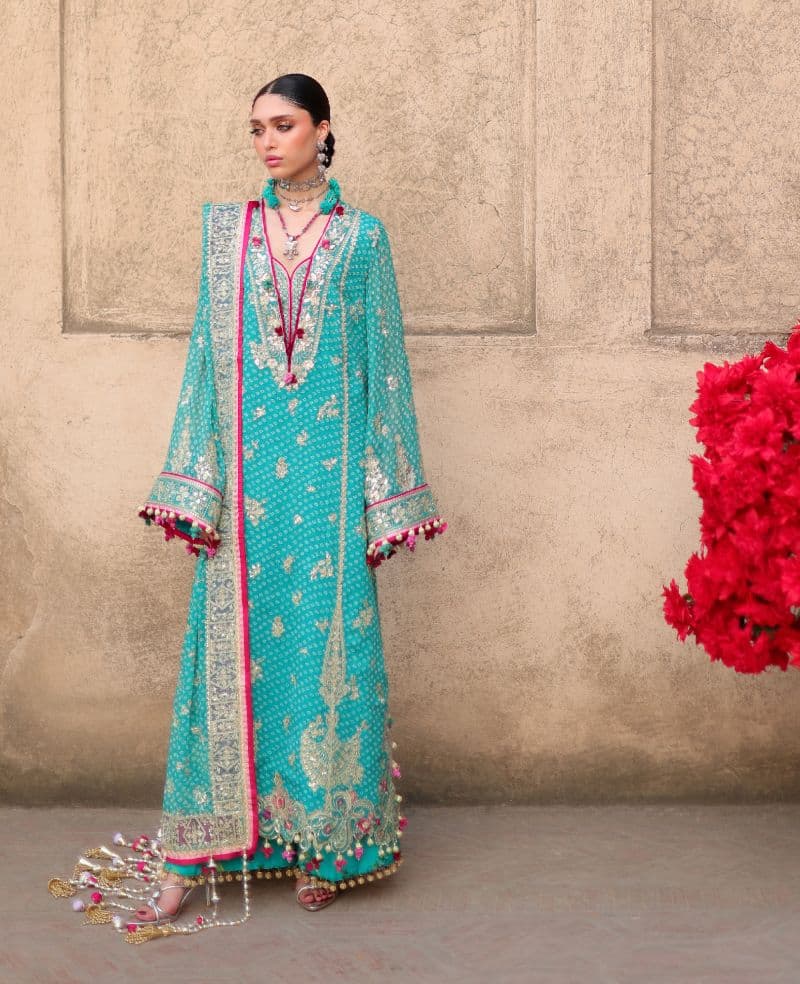 Embroidered Raw Silk 2 Piece Unstitched Suit