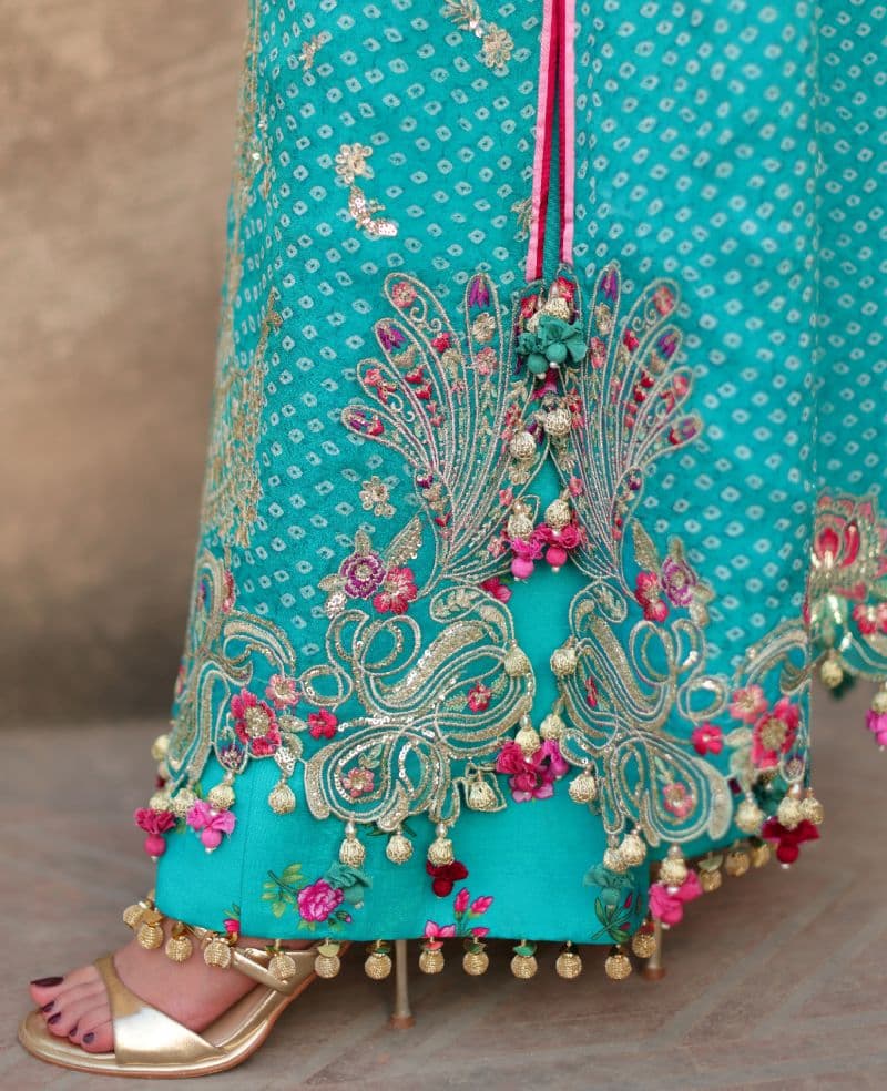 Embroidered Raw Silk 2 Piece Unstitched Suit