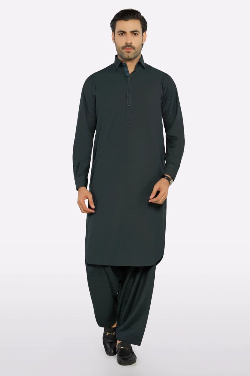 Dark Grey Wash & Wear Shalwar Kameez thumbnail