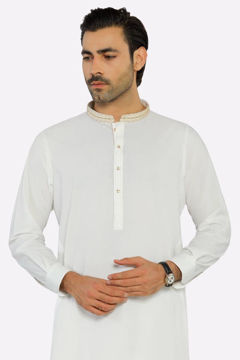 Off White Wash & Wear Shalwar Kameez thumbnail