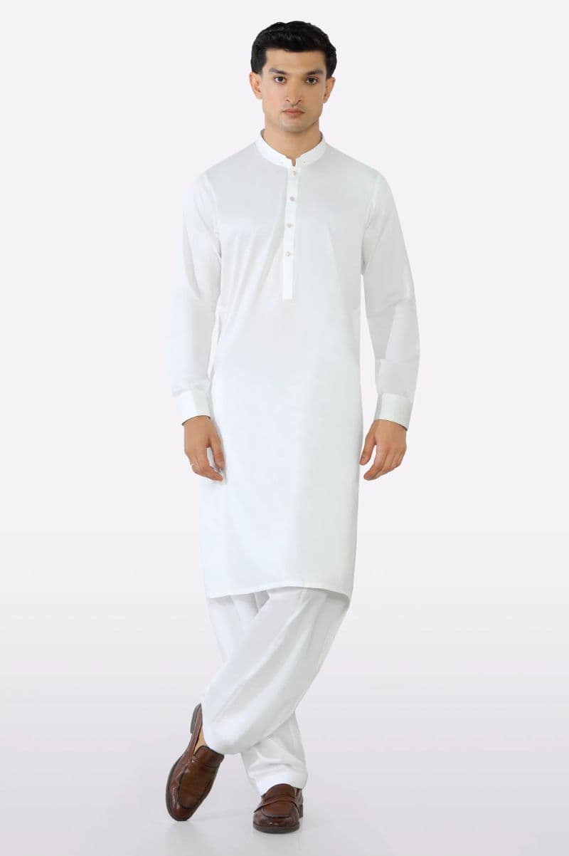 Off White Cotton Shalwar Kameez thumbnail