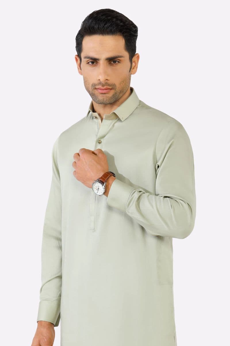 Light Green Cotton Shalwar Kameez thumbnail