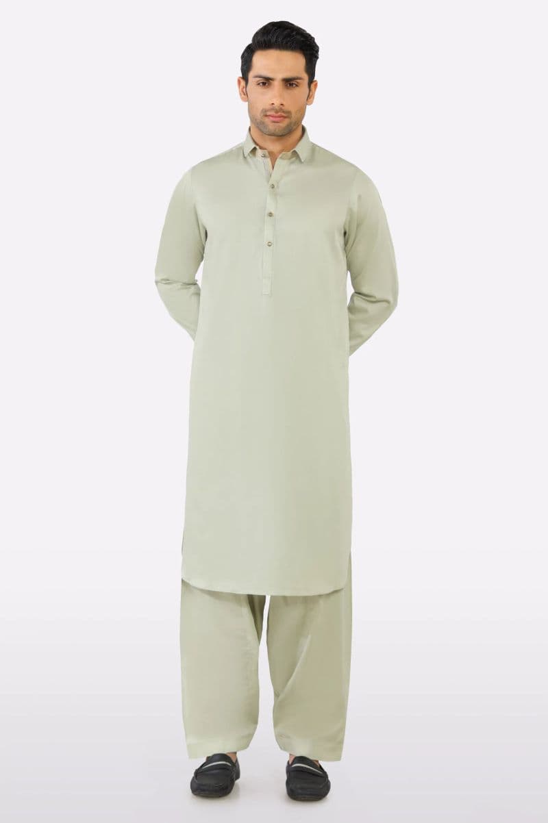 Light Green Cotton Shalwar Kameez thumbnail