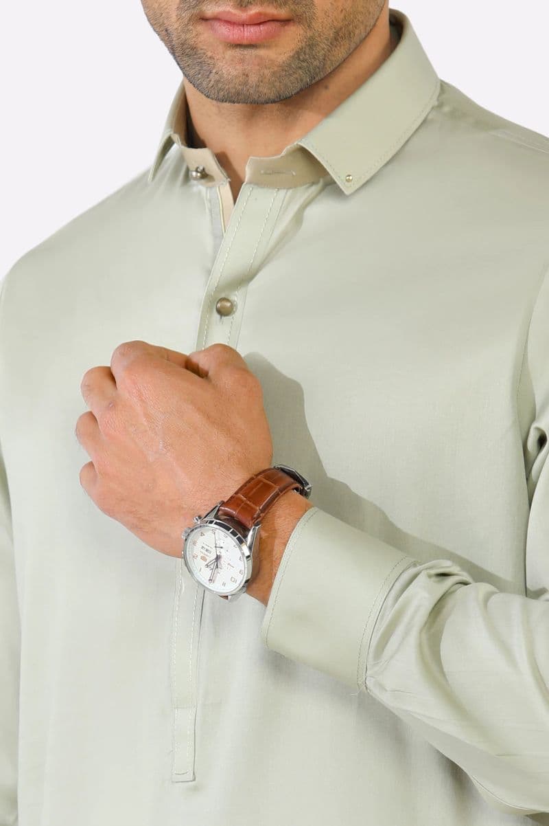 Light Green Cotton Shalwar Kameez thumbnail