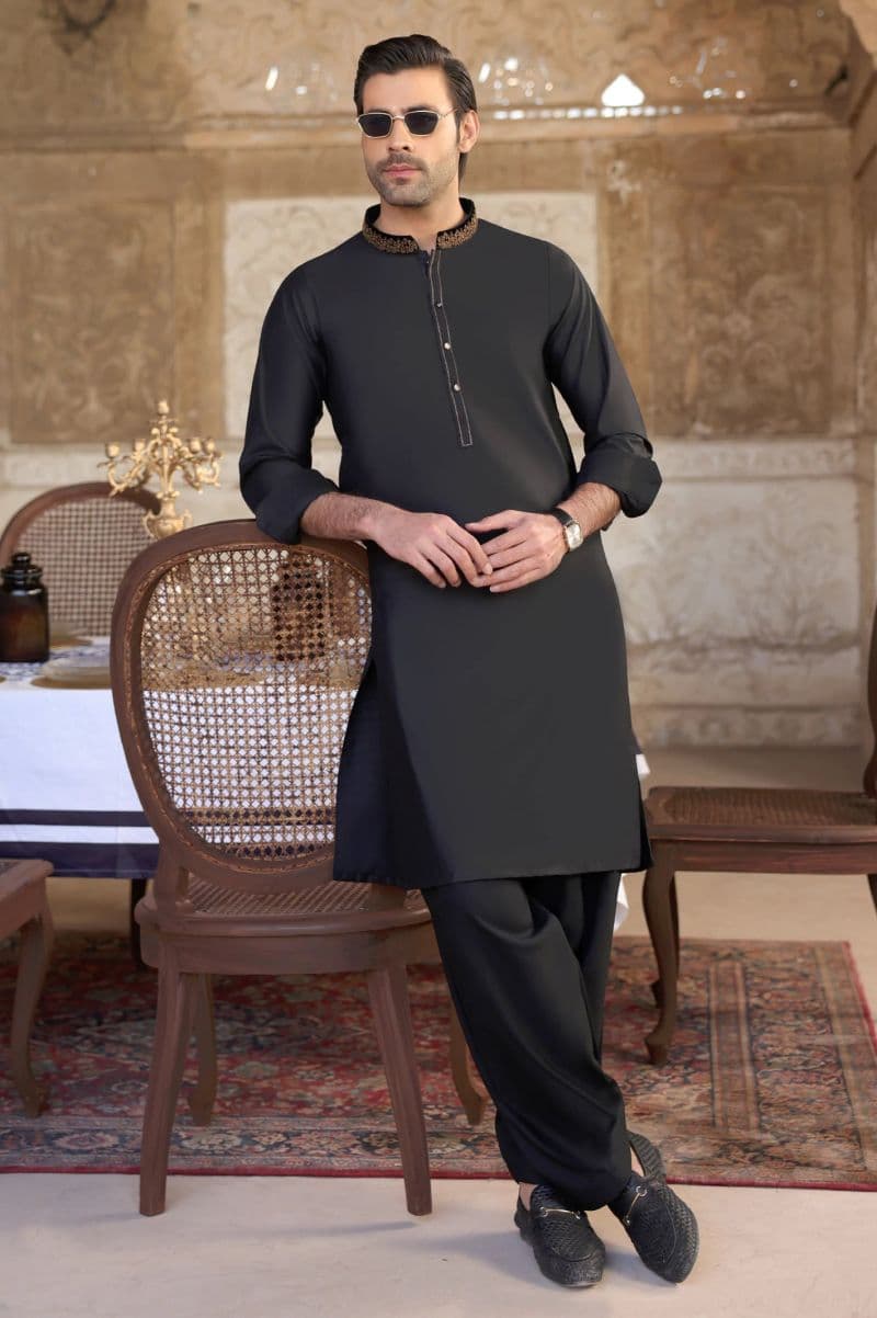Black Wash & Wear Shalwar Kameez
