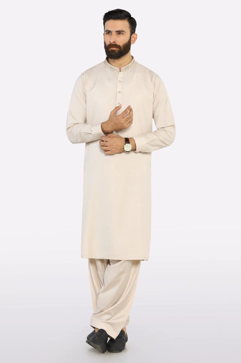 Light Beige Wash & Wear Shalwar Kameez