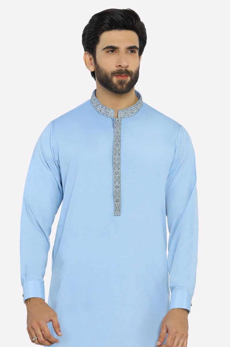 Sky Blue Wash & Wear Shalwar Kameez thumbnail