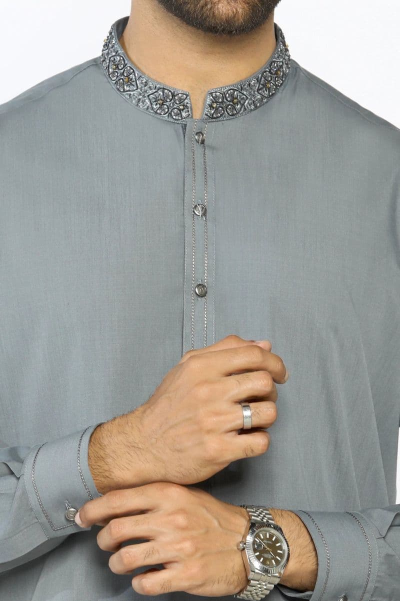 Light Grey Wash & Wear Shalwar Kameez