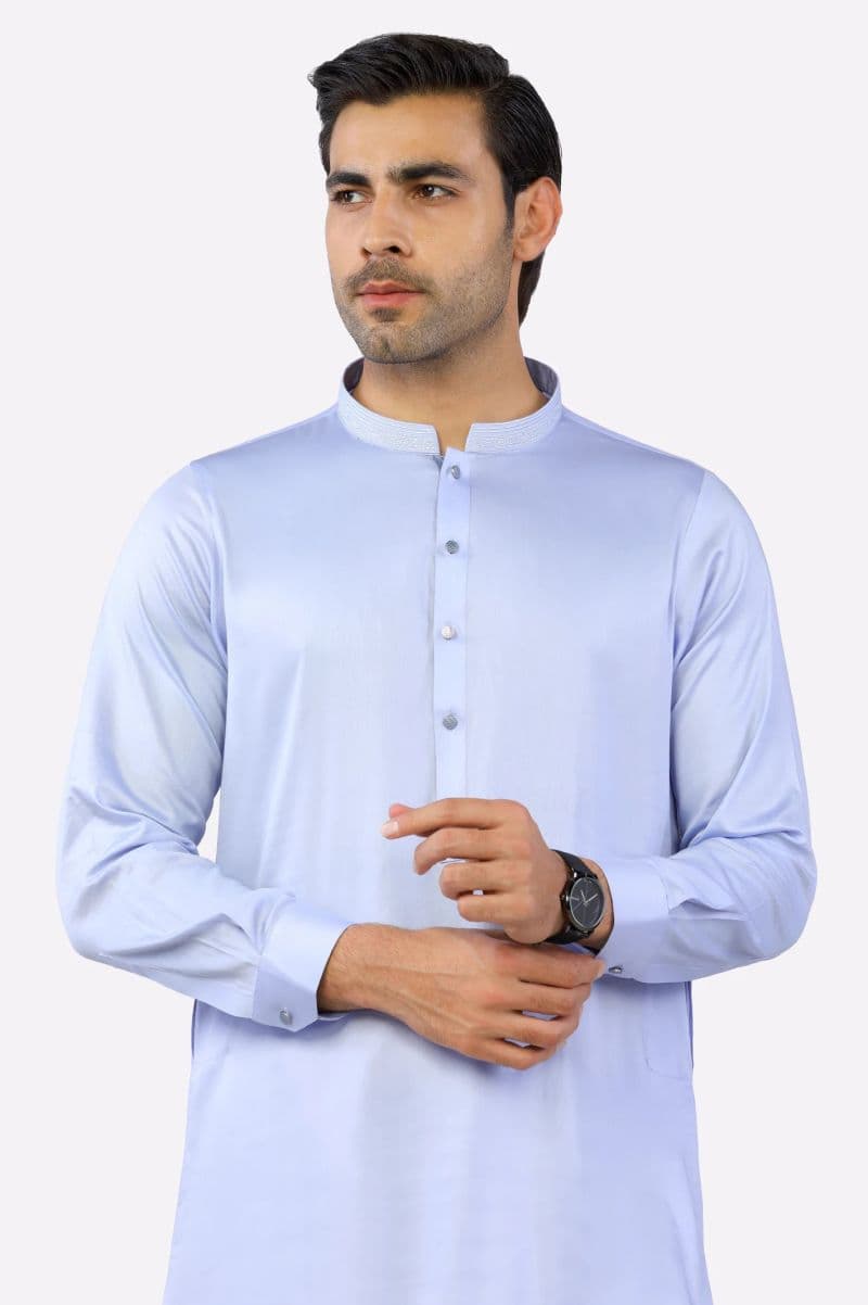 Light Blue Cotton Shalwar Kameez thumbnail