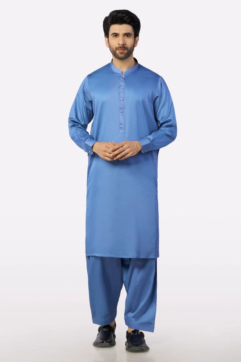 Blue Cotton Shalwar Kameez