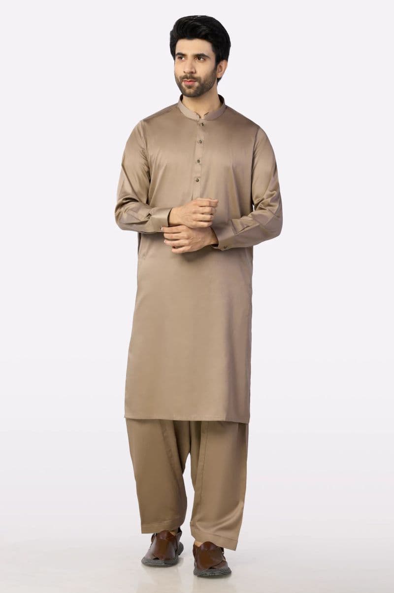 Light Brown Cotton Shalwar Kameez thumbnail