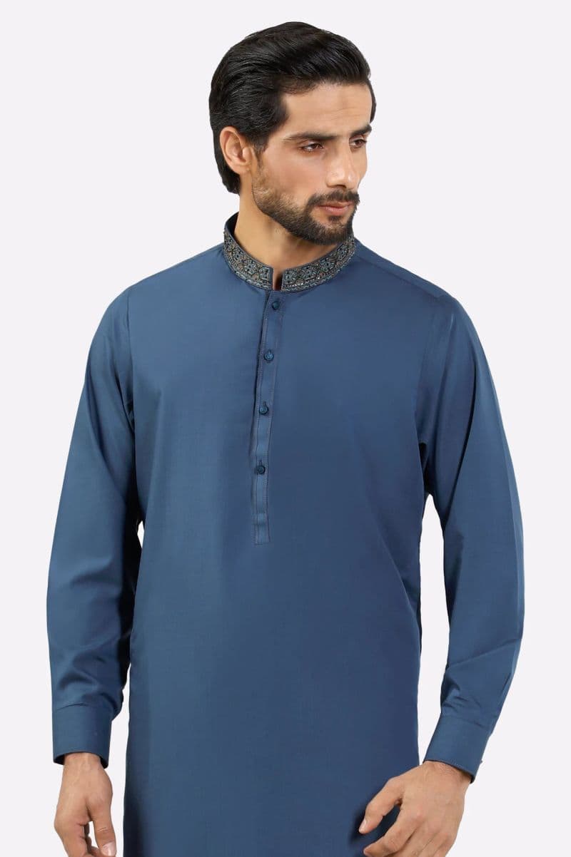 Dark Blue Wash & Wear Shalwar Kameez thumbnail