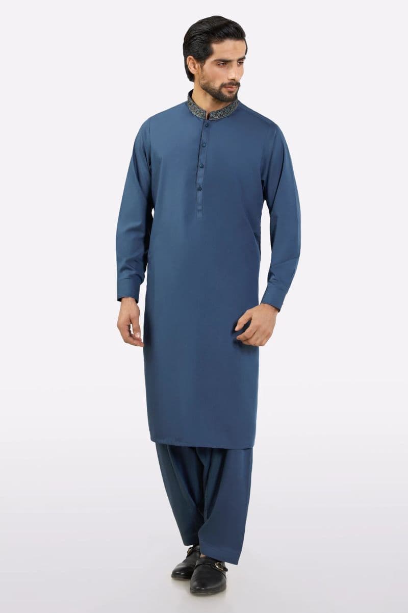 Dark Blue Wash & Wear Shalwar Kameez thumbnail
