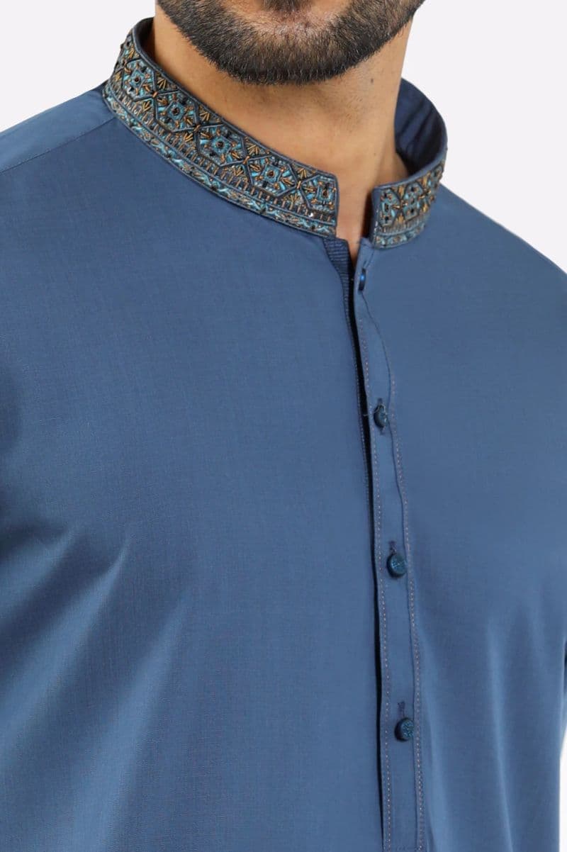 Dark Blue Wash & Wear Shalwar Kameez thumbnail