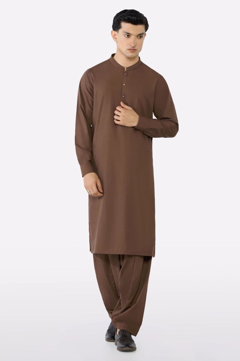 Brown Wash & Wear Shalwar Kameez