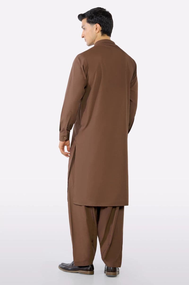 Brown Wash & Wear Shalwar Kameez