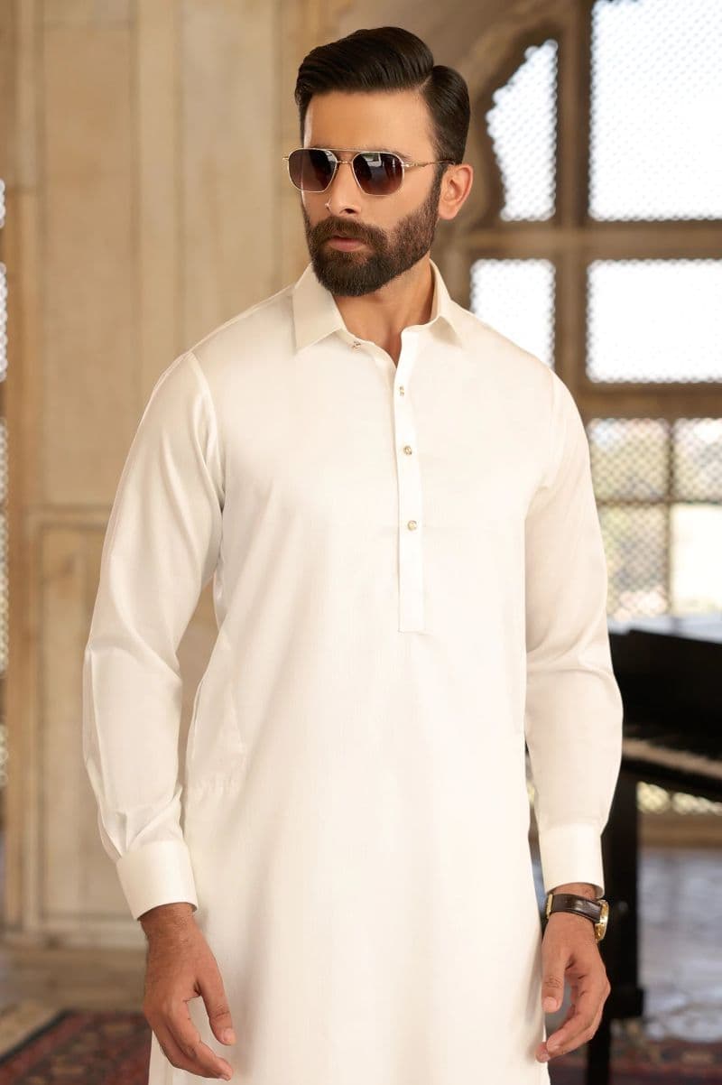 Off White Cotton Shalwar Kameez thumbnail