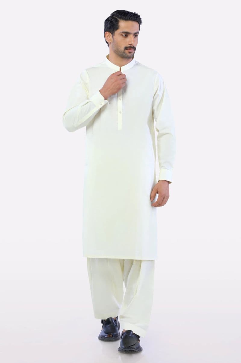 Cream Cotton Shalwar Kameez