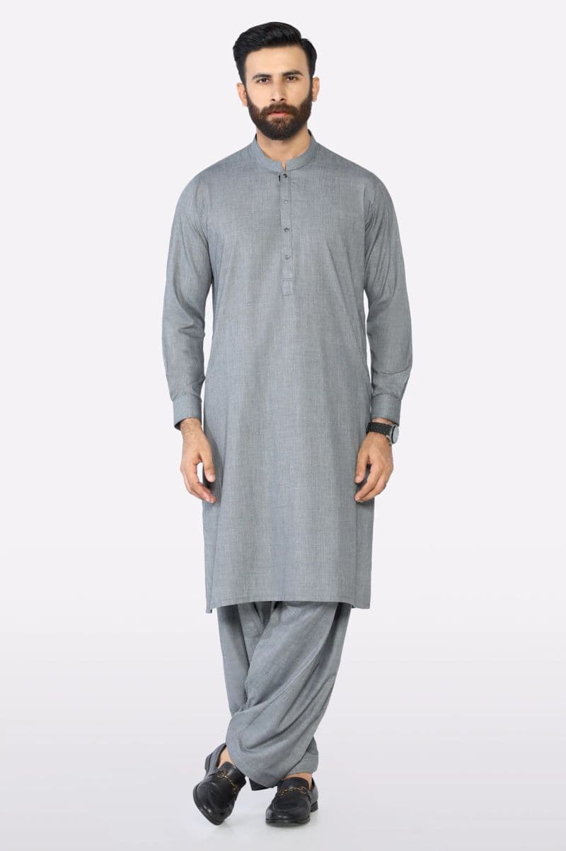 Gray Wash & Wear Shalwar Kameez thumbnail