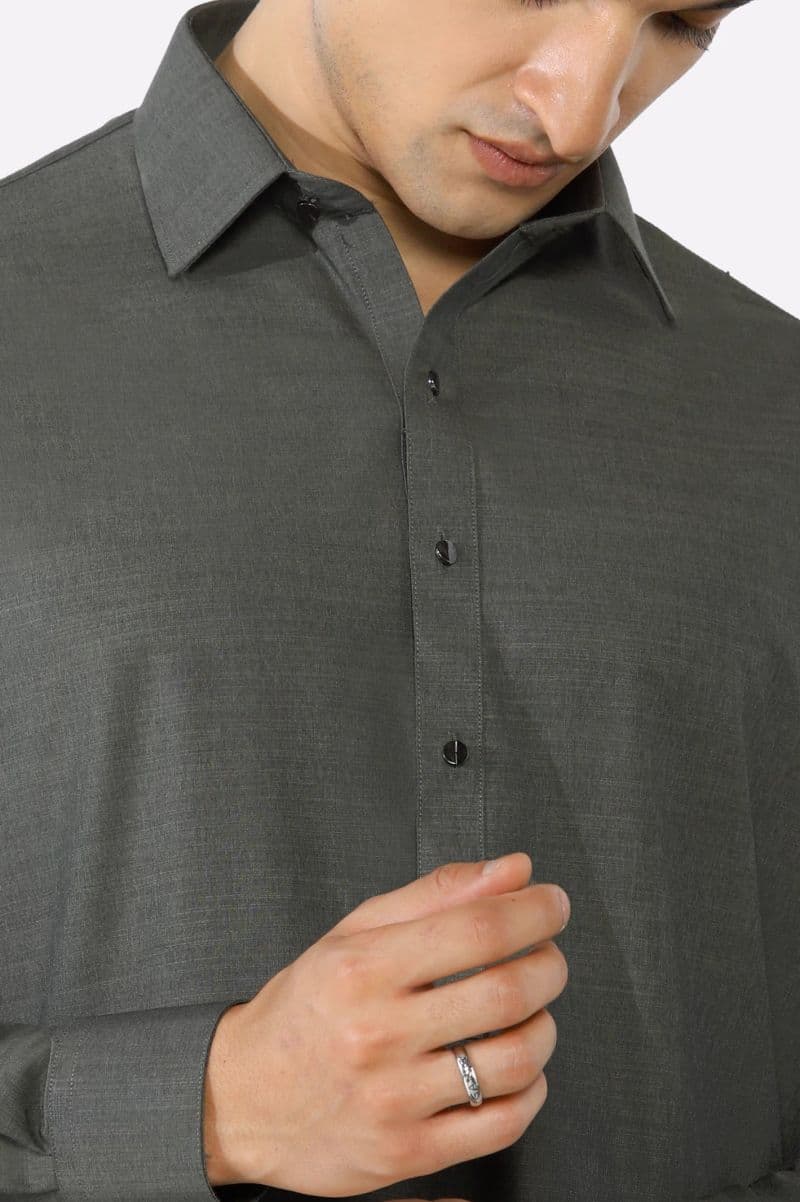 Grey Wash & Wear Shalwar Kameez thumbnail