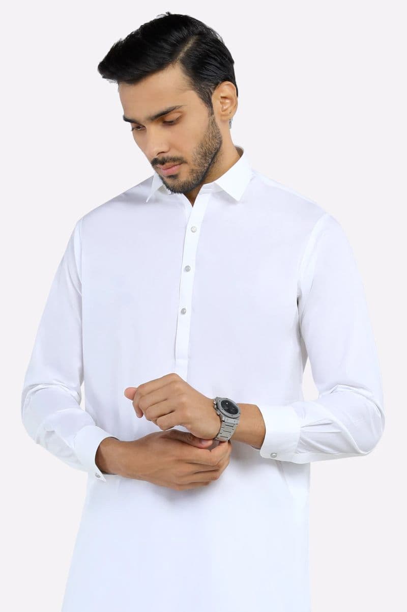 Off White Cotton Shalwar Kameez thumbnail