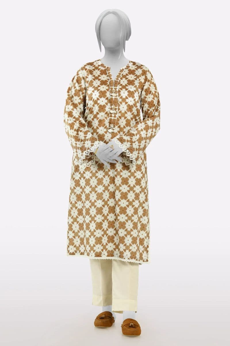 Cambric White Printed Kurti thumbnail