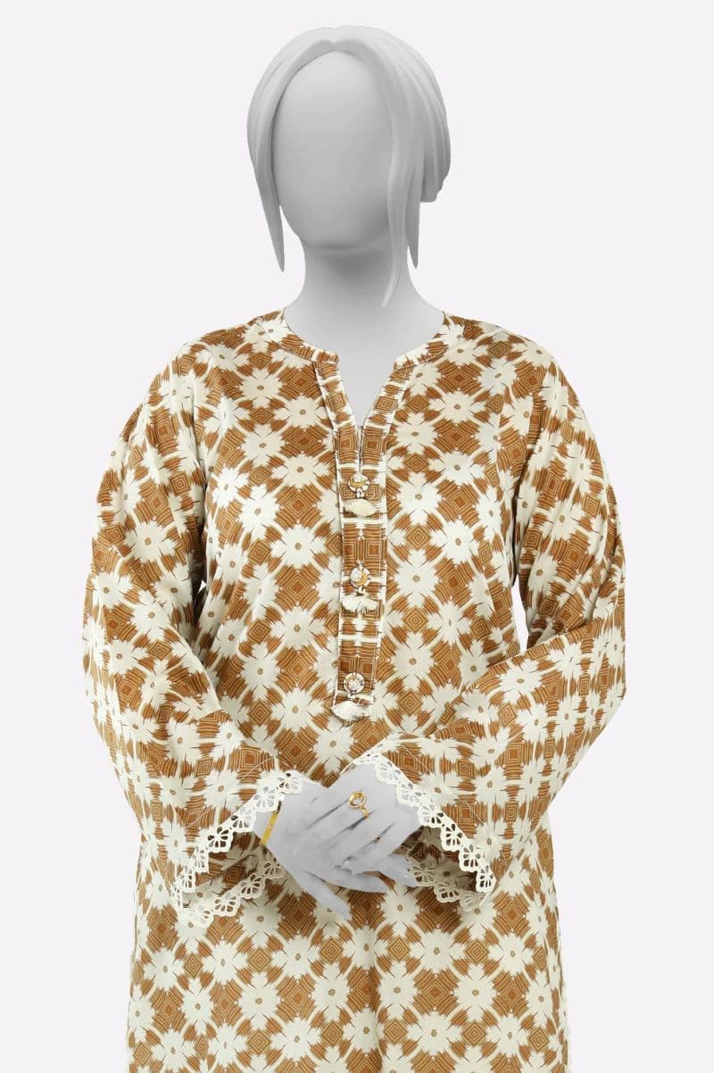 Cambric White Printed Kurti thumbnail