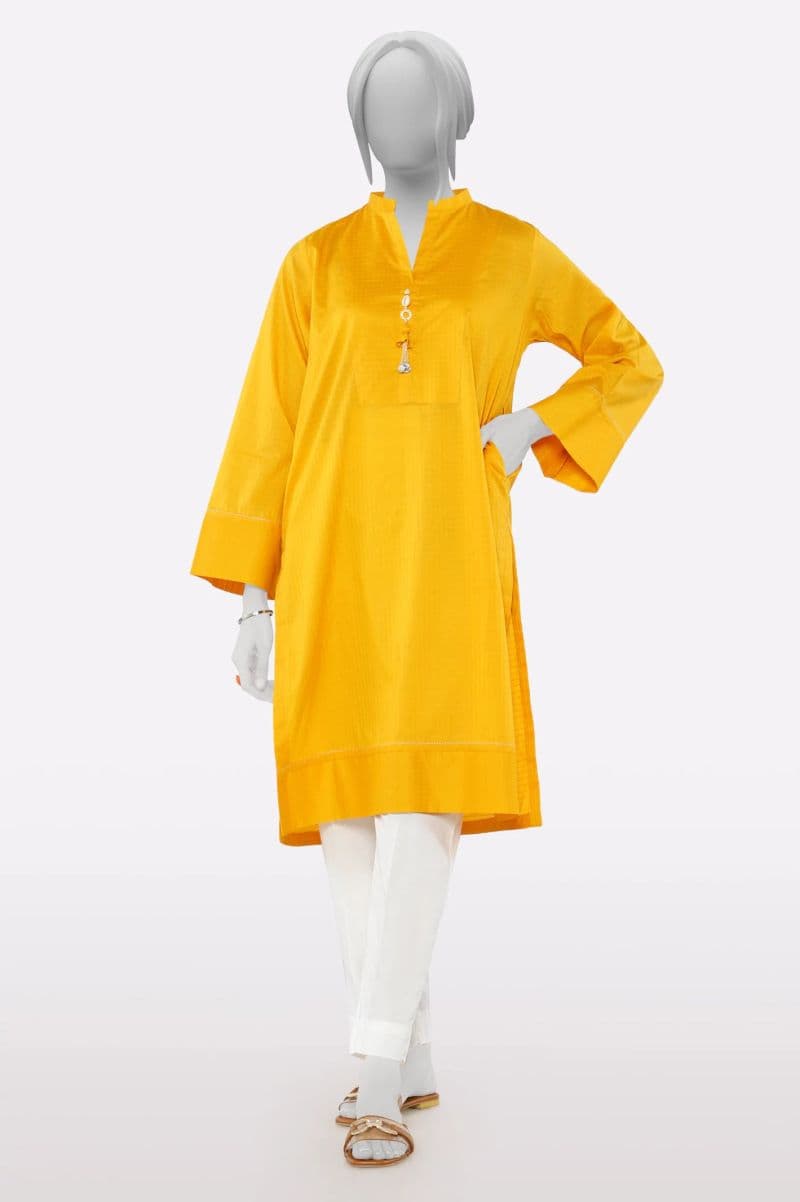 Dobby Yellow Stylised Kurti thumbnail