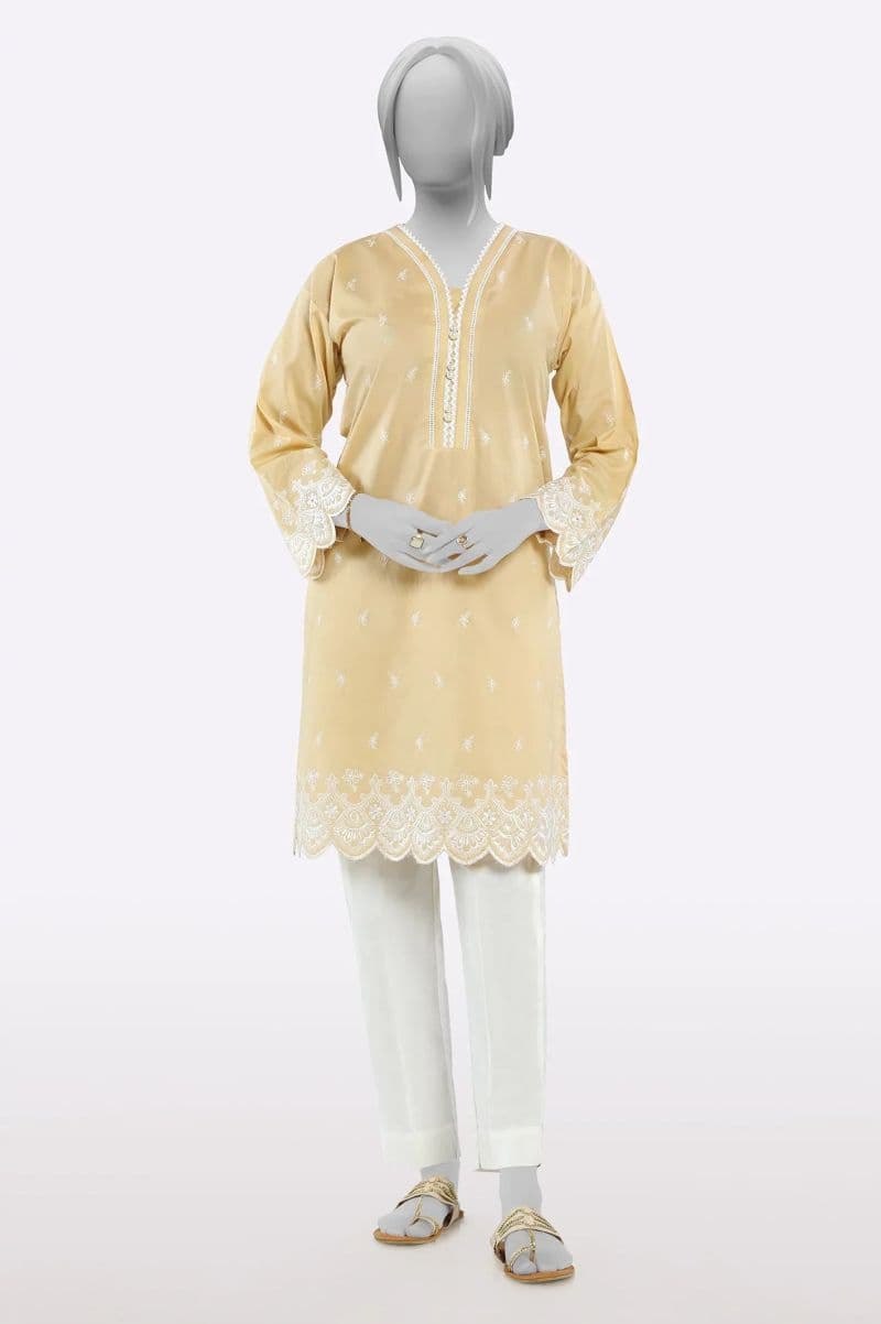 Beige Embroidered Kurti thumbnail