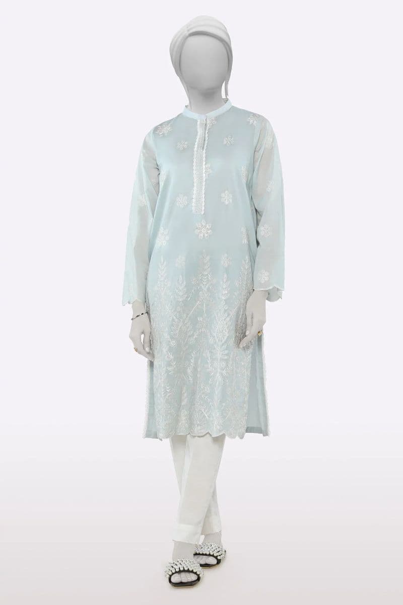 Light Grey Embroidered Kurti