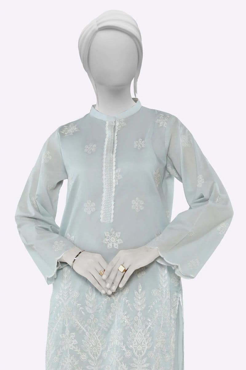Light Grey Embroidered Kurti