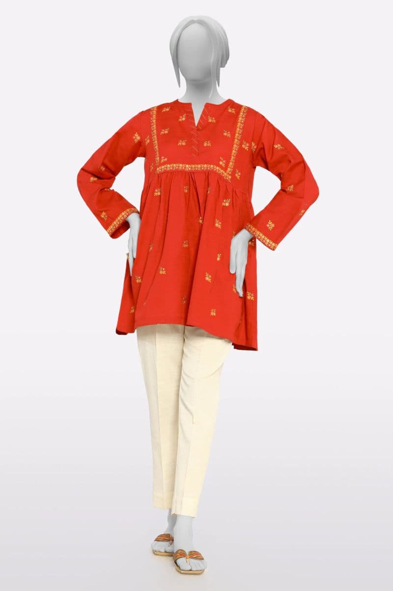 Red Embroidered Fusion Kurti thumbnail