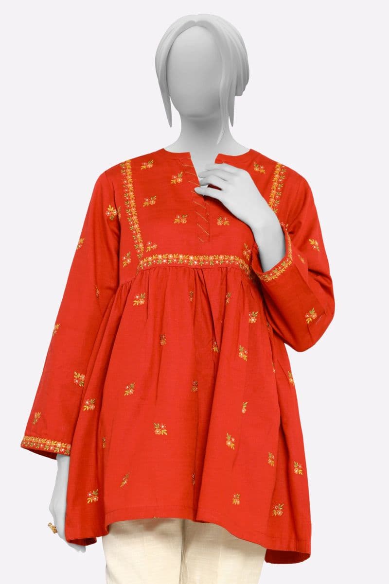 Red Embroidered Fusion Kurti thumbnail