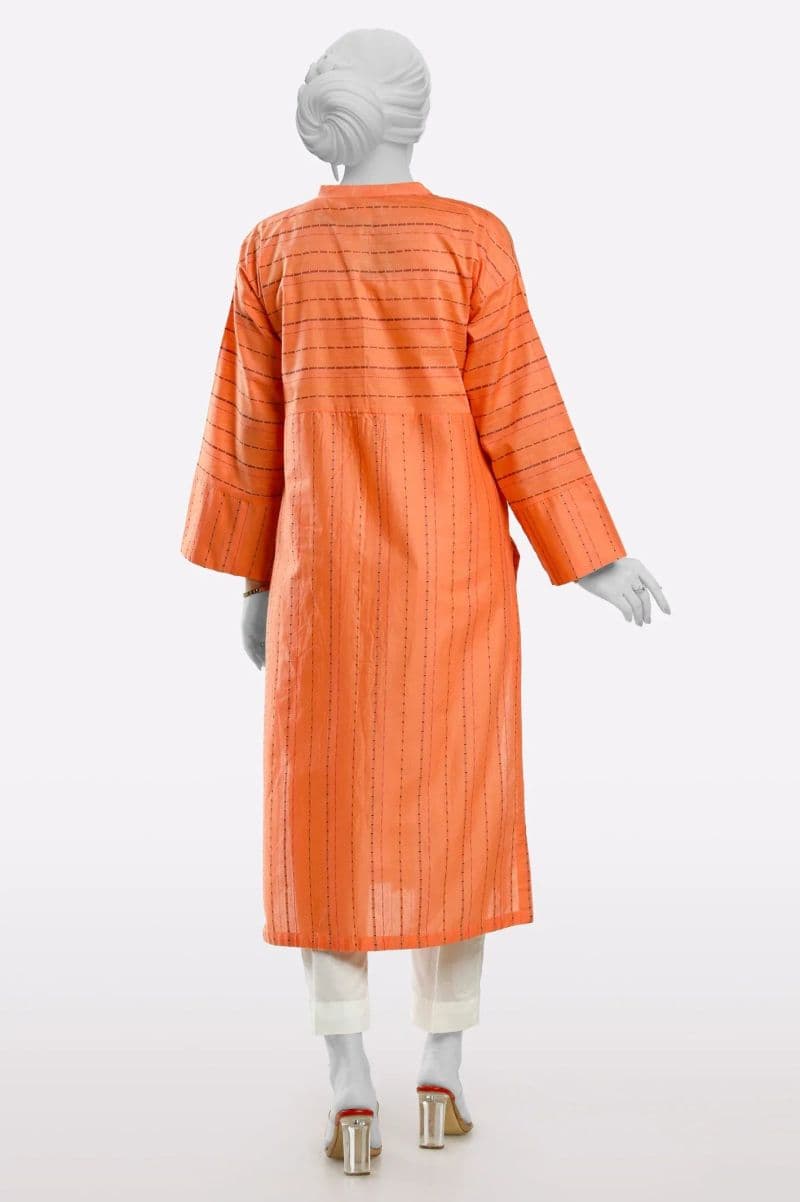Jacquard Orange Stylised Kurti thumbnail