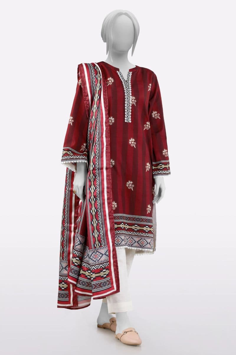 Khaddar Red Printed 3PC thumbnail